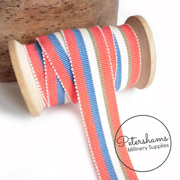 Lala Traditional Stripe Millinery Petersham Hat Ribbon 2 Sizes (25mm & 35mm) - 1m