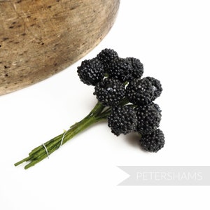 Vintage &#39;Finley&#39; Millinery Blackberries for Hat Trimming and Fascinators - 12 Stems