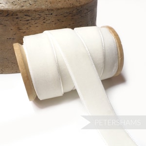 23 mm französisches Samtband für Kopfschmuck, Hutbesatz & Kunsthandwerk 1 Meter (Ivory).