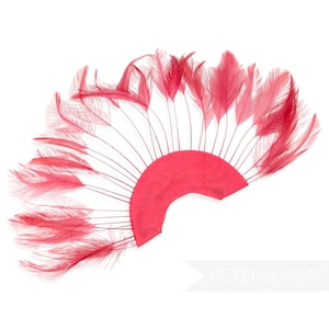 Stripped Hackle Feather Fan for Fascinators & Hat Making - Coral