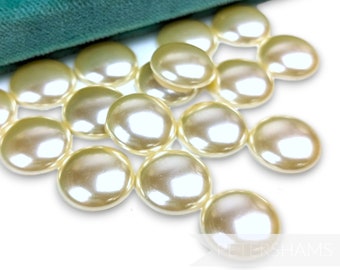 18mm Vintage Acrylic Flatback Low Dome Faux Pearls - 36 Pieces For Millinery and Crafting