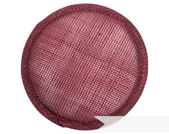 10.5cm Round Sinamay Fascinator Hat Base for Millinery & Hat Making - Burgundy