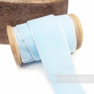 36 mm französisches Samtband für Kopfschmuck, Hutbesatz & Kunsthandwerk 1 Meter (1.09 yards) - Hellblau