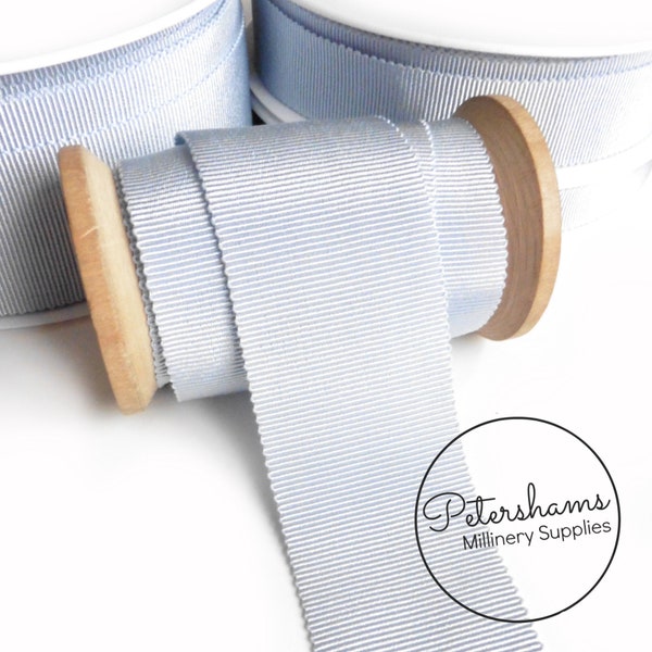 Pale Blue French Millinery Petersham Ribbon 3 Sizes (15mm No.3, 25mm No.5, 40mm No.10)