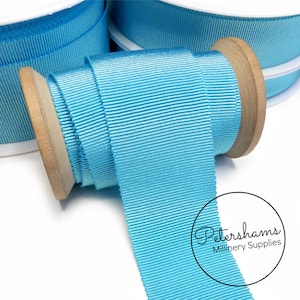 Light Turquoise French Millinery Petersham Ribbon 3 Sizes (15mm No.3, 25mm No.5, 40mm No.10)