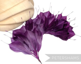 Plum Large Spiky Goose Feather Wired Millinery Hat Mount
