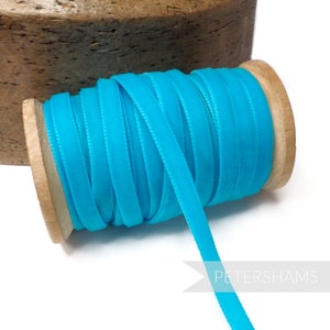 7mm Vintage Velvet Ribbon (Various Makes) for Millinery, Hat Trimming & Crafts - 1 metre (1.09 yards) - Turquoise
