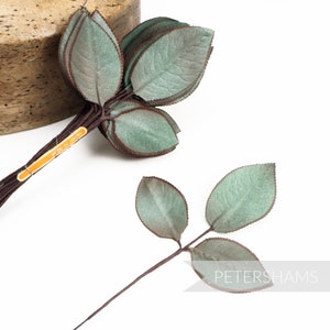 Vintage 1950/60&#39;s Japanese &#39;Teige Mini&#39; Multi-Tone Wired Leaf stems - 24 stems