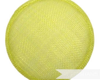 13.5cm Round Sinamay Fascinator Hat Base for Millinery & Hat Making -  Lemon Lime