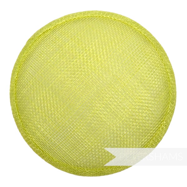 13.5cm Round Sinamay Fascinator Hat Base for Millinery & Hat Making -  Lemon Lime