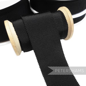 Schwarzes französisches Petersham Hutband in 3 Größen (15 mm No.3, 25 mm No.5, 40 mm No.10)