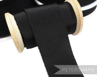Black French Millinery Petersham Ribbon 3 Sizes (15mm No.3, 25mm No.5, 40mm No.10)