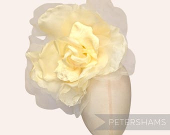 Butter Yellow Giant 25cm 'Priscilla' Velvet & Organza Millinery Flower for Hat Making