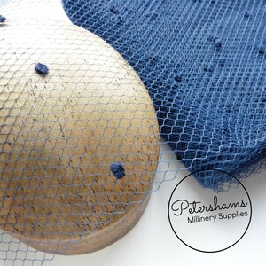Vintage Dotted English 1960&#39;s / 1970&#39;s Millinery Hat Veiling 1m - Blue