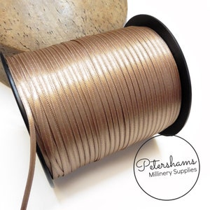 3 mm Doppelseitiges Satinband für Hutmacherhandwerk, Fascinator und Hutherstellung - 10 Meter - Hellbraun