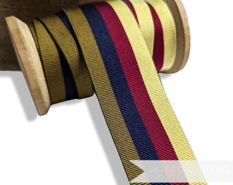 32mm Striped Grosgrain Ribbon for Hat Making and Millinery  - 1m - Beige Burgundy Navy Chartreuse