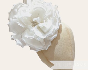 Silk 'Lucinda' Extra Large 20cm Rose Millinery Fascinator Flower Hat Mount - Ivory