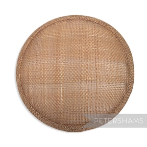 13.5cm Round Sinamay Fascinator Hat Base for Millinery & Hat Making - Toffee