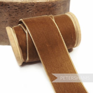36 mm französisches Samtband für Hutmacherkunst, Hutmacherhandwerk & Bastelarbeiten 1 Meter (1 Meter) - Toast