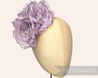 Deep Heather Silk 'Fiona' Double Rose Millinery Fascinator Flower Hat Mount