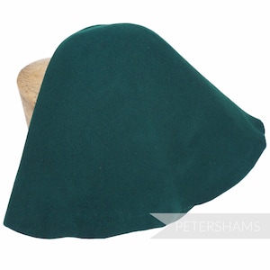 100% Wool Felt Cone Hood Hat Body for Millinery & Hat Making - Bottle Green