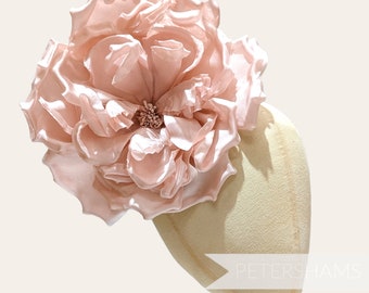 Silk 'Lucinda' Extra Large 20cm Rose Millinery Fascinator Flower Hat Mount - Blush