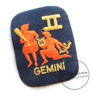 Vintage 1960s Denim Iron-On Zodiac Patches - Gemini