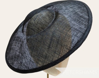 Large 34cm Domed Crown Sinamay Fascinator Hat Base for Millinery - Black
