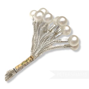 Vintage &#39;Gladys&#39; Japanese Glass Pips on Chenille Stems - 12 stems for Millinery and Hat Making - Pearl Ivory