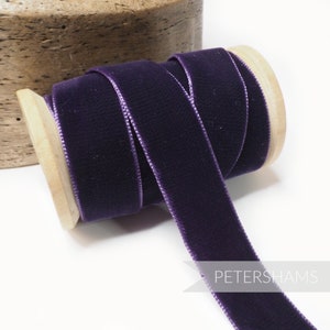 23 mm breites französisches Samtband für Hutmacherhandwerk 1 Meter - Plum
