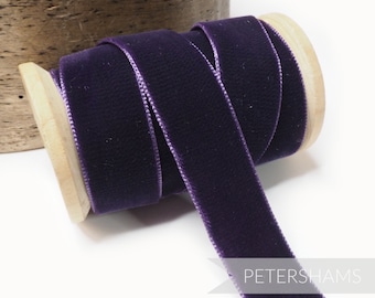 23mm French Velvet Ribbon for Millinery, Hat Trimming & Crafts 1 metre (1.09 yards) - Plum