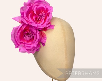 Magenta Ombre Silk 'Fiona' Double Rose Millinery Fascinator Flower Hat Mount