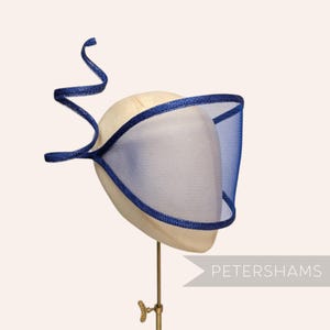 Deep Royal Blue 'Astra' Fully Wired Crin and Sinamay Visor Fascinator Hat Shape