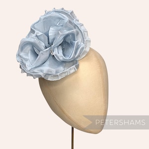 Light Blue Silk 'Danielle' Large 15cm Rose Millinery Fascinator Flower Hat Mount