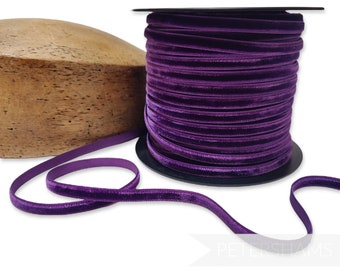 Plum 7mm French Velvet Ribbon for Crafting, Hat Trimming and Dressmaking - 1m