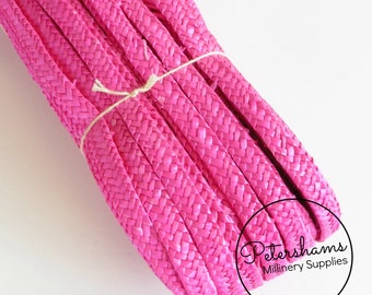 10 mm de ancho - Trenza de paja de sombrerería tradicional para la fabricación y el recorte de sombreros - Rosa brillante