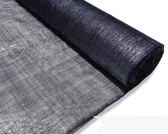 Marineblau mit mit Silber Metallic Lurex Sinamay Faden Sinamay Stoff für Hutmacherhandwerk - 1/2 Meter