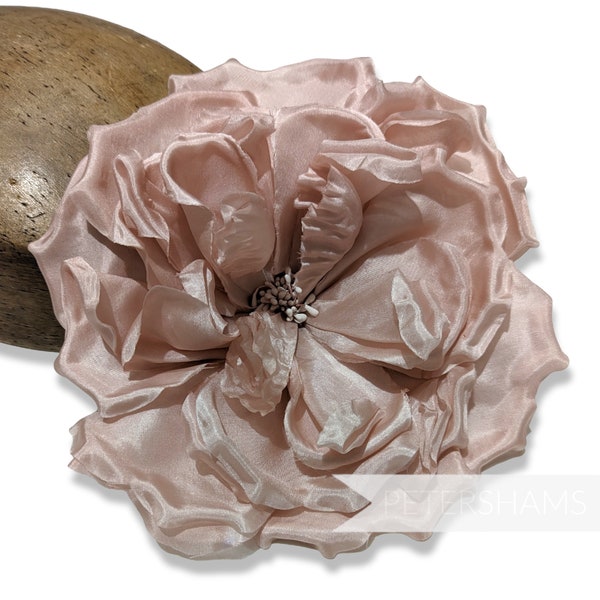 Silk 'Lucinda' Extra Large 20cm Rose Millinery Fascinator Flower Hat Mount - Blush