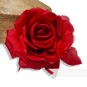 Contrast Layered &#39;Madalyn&#39; 11cm Silk Wired Millinery Flower for Hat Trimming - Poppy Red