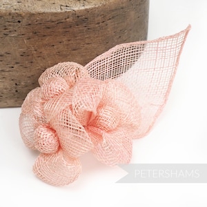 Triple Flower Sinamay Hat Mount  &#39;Zoe&#39; for Millinery & Hat Making - Peachy Pink
