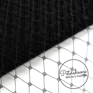 18&quot; (45cm) Extra Wide Hat Veiling Net for wedding birdcage veils, fascinators and millinery 1m - Black