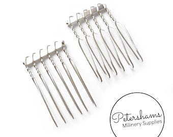 Mini Plated Metal Hair Combs for Birdcage Veils and Fascinators - Silver