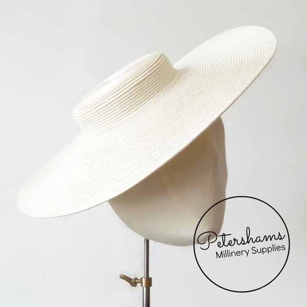 Cartwheel Polybraid Fascinator Hat Base voor Millinery & Hat Making - Ivoor