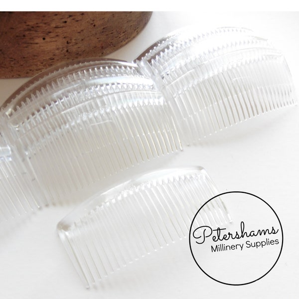 Large Plastic Hair Combs for Fascinators and Millinery 9.5cm (3 3/4" Wide) - Clear