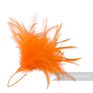 Orange Fluffy Goose Biot & Hackle Feather Hat Mount Trim for Fascinators, Wedding Bouquets and Hat Making