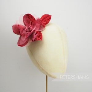 Vintage &#39;Heidi&#39; Velvet and Organza Flower Millinery Mount-Red