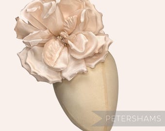 Champagne Silk 'Lucinda' Extra Large 20cm Rose Millinery Fascinator Flower Hat Mount