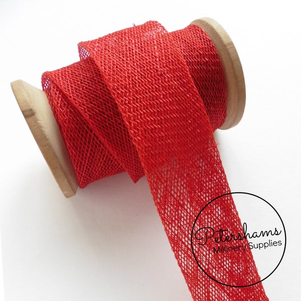 3cm Sinamay Bias Binding Tape Strip (1.6m/1.7yards) for Millinery & Hat Making - Poppy