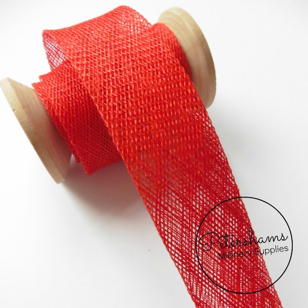 Bande de ruban adhésif de reliure Sinamay Bias de 3 cm (1,6 m / 1,7 s) pour la fabrication de chapellerie et de chapeaux - Rouge