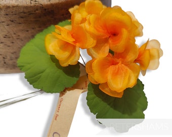 Vintage German 'Keilani' 1950s Small Silk Geranium Hat Mount - Orange